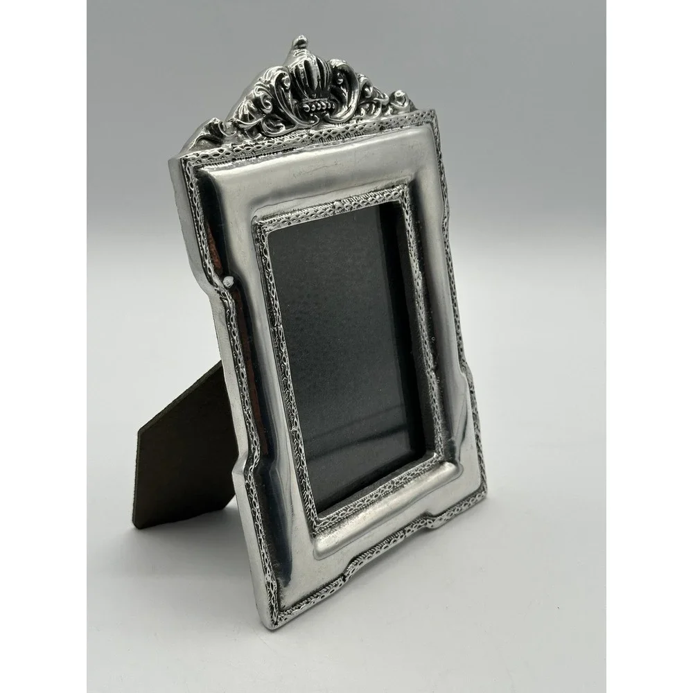 Vintage Silver Plated Crown Crest Ornate Picture Frame 8x5 Heavy Baroque Style